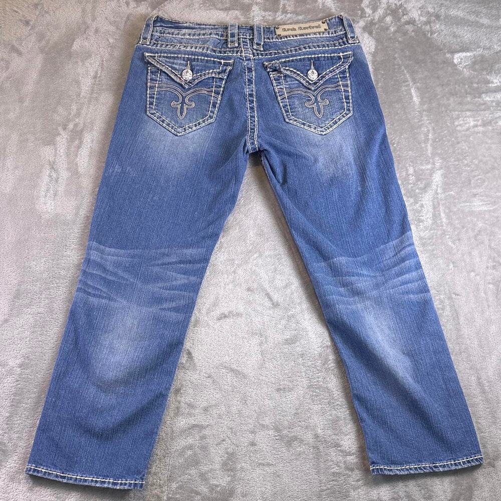 Distressed Y2K Rock Revival Noelle Bootcut Jeans Women’s Size 29 Wash Denim